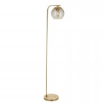Dimple - Brushed Brass Floor Lamp with Amber Glass Dimple - Brushed Brass Floor Lamp with Amber Glass