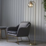 Dimple - Brushed Brass Floor Lamp with Amber Glass Dimple - Brushed Brass Floor Lamp with Amber Glass