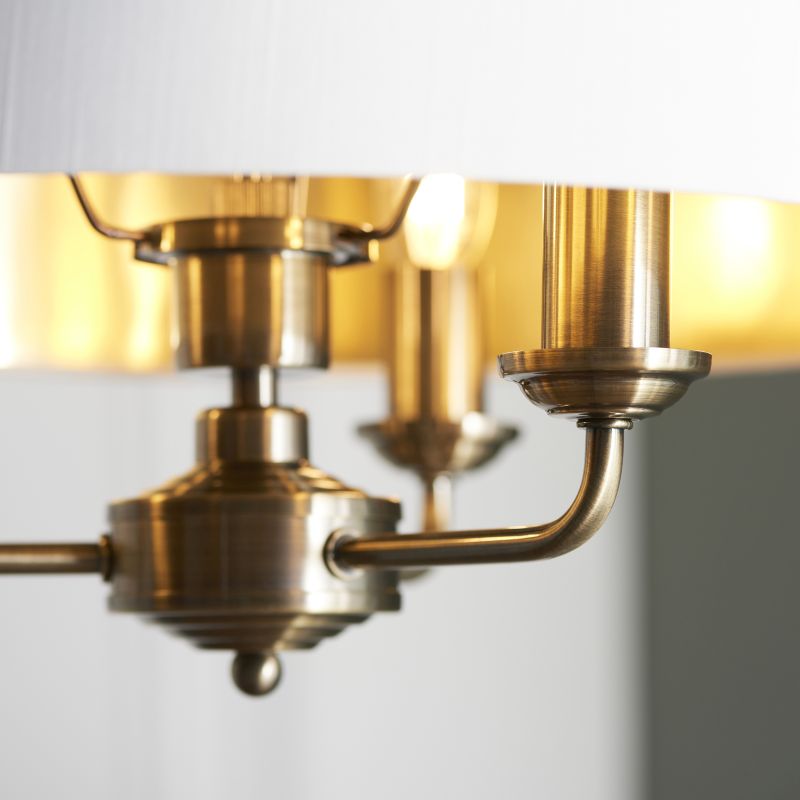 Endon-98934 - Highclere - Vintage White with Gold & Antique Brass 3 Light Pendant