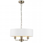 Highclere - Antique Brass 3 Light Pendant with Vintage White Shade Highclere - Antique Brass 3 Light Pendant with Vintage White Shade