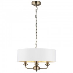 Highclere - Antique Brass 3 Light Pendant with Vintage White Shade Highclere - Antique Brass 3 Light Pendant with Vintage White Shade