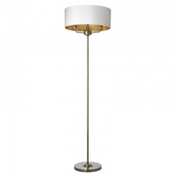 Highclere - Antique Brass 3 Light Floor Lamp with Vintage White Shade Highclere - Antique Brass 3 Light Floor Lamp with Vintage White Shade