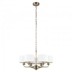 Highclere - Antique Brass 6 Light Pendant with Vintage White Shade  Highclere - Antique Brass 6 Light Pendant with Vintage White Shade