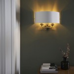 Highclere - Antique Brass 2 Light Wall Lamp with Vintage White Shade Highclere - Antique Brass 2 Light Wall Lamp with Vintage White Shade