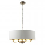 Highclere - Antique Brass 8 Light Pendant with Vintage White Shade Highclere - Antique Brass 8 Light Pendant with Vintage White Shade