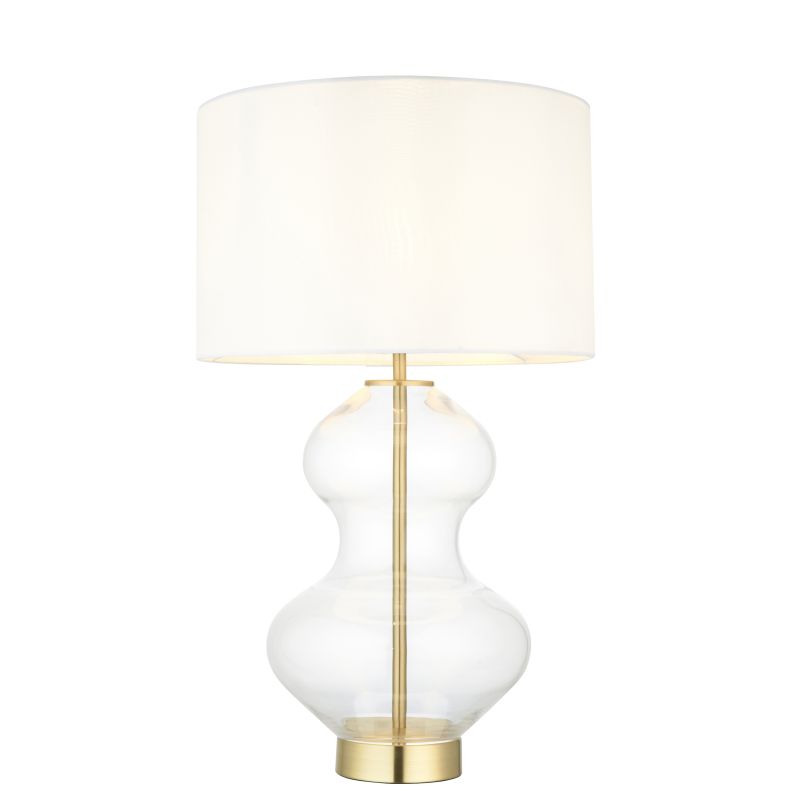 Endon-99110 - Kelda - Satin Brass & Clear Glass Touch Table Lamp with Vintage White Shade