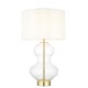 Endon-99110 - Kelda - Satin Brass & Clear Glass Touch Table Lamp with Vintage White Shade