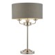 Endon-99149 - Highclere - Charcoal Linen & Bright Nickel 3 Light Table Lamp