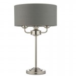 Highclere - Bright Nickel 3 Light Table Lamp with Charcoal Linen Shade Highclere - Bright Nickel 3 Light Table Lamp with Charcoal Linen Shade