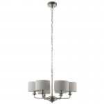 Highclere - Brushed Chrome 6 Light Pendant with Natural Linen Shade Highclere - Brushed Chrome 6 Light Pendant with Natural Linen Shade