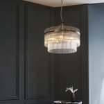 Marietta - Antique Brass 5 Light Centre Fitting with Clear Glass Rods Marietta - Antique Brass 5 Light Centre Fitting with Clear Glass Rods