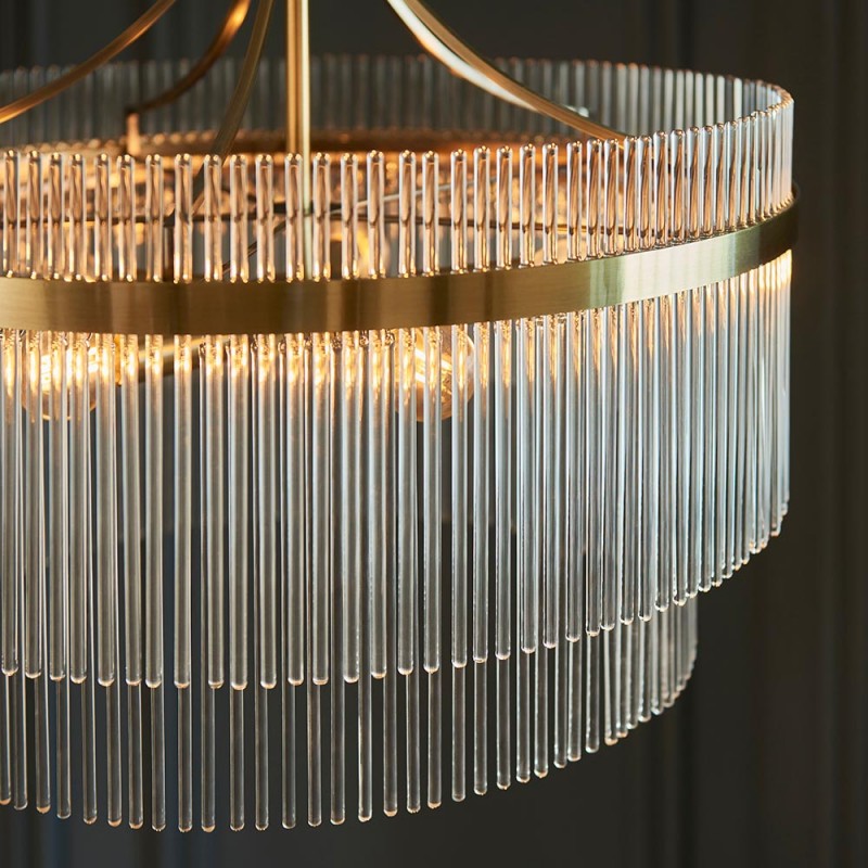 Endon-99166 - Marietta - Antique Brass 5 Light Centre Fitting with Clear Glass Rods