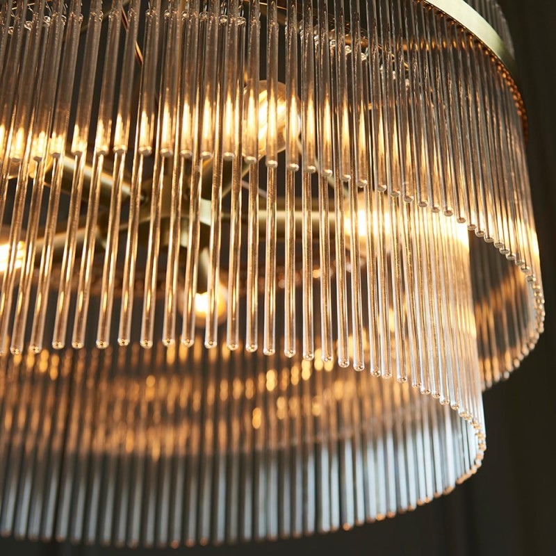 Endon-99166 - Marietta - Antique Brass 5 Light Centre Fitting with Clear Glass Rods