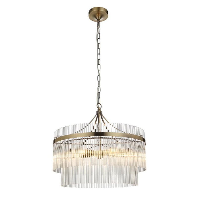 Endon-99166 - Marietta - Antique Brass 5 Light Centre Fitting with Clear Glass Rods