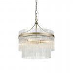 Marietta - Antique Brass 3 Light Centre Fitting with Clear Glass Rods Marietta - Antique Brass 3 Light Centre Fitting with Clear Glass Rods