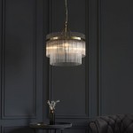 Marietta - Antique Brass 3 Light Centre Fitting with Clear Glass Rods Marietta - Antique Brass 3 Light Centre Fitting with Clear Glass Rods