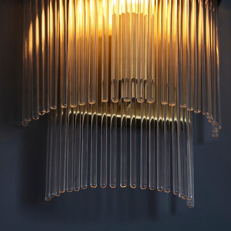 Endon-99168 - Marietta - Antique Brass Wall Lamp with Clear Glass Rods
