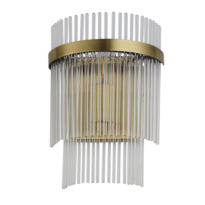 Endon-99168 - Marietta - Antique Brass Wall Lamp with Clear Glass Rods
