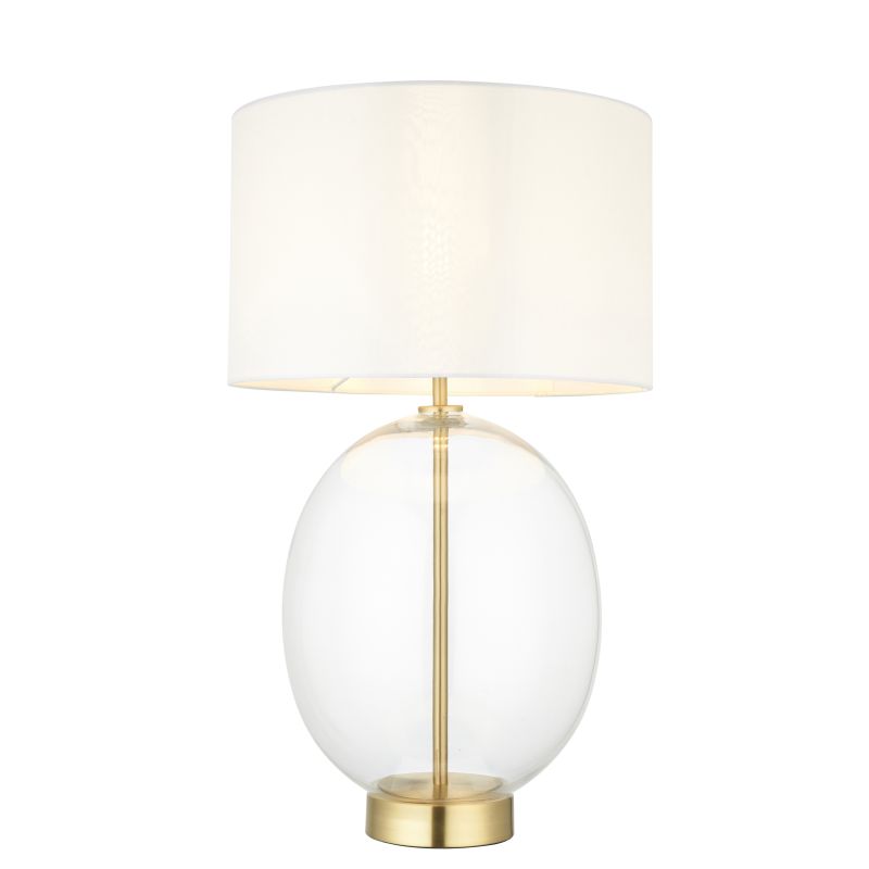 Endon-99292 - Kelda - Satin Brass & Clear Glass Touch Table Lamp with Vintage White Shade