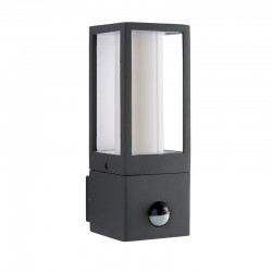 Lantern - Textured Grey & Opal White PIR Wall Lamp