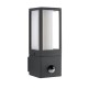 Saxby-99549 - Lantern - Textured Grey & Opal White PIR Wall Lamp