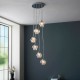 Endon-99607 - Mesmer - Ribbed Glass with Crystal & Chrome 6 Light Cluster Pendant