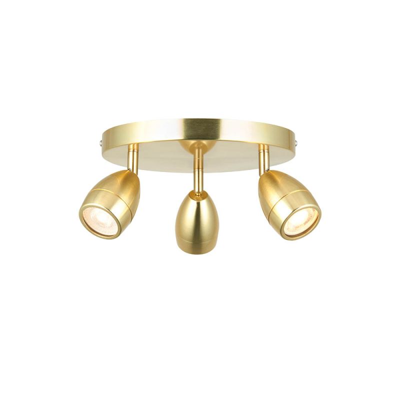 Endon-99769 - Porto - Bathroom Satin Brass Round 3 Light Spotlights