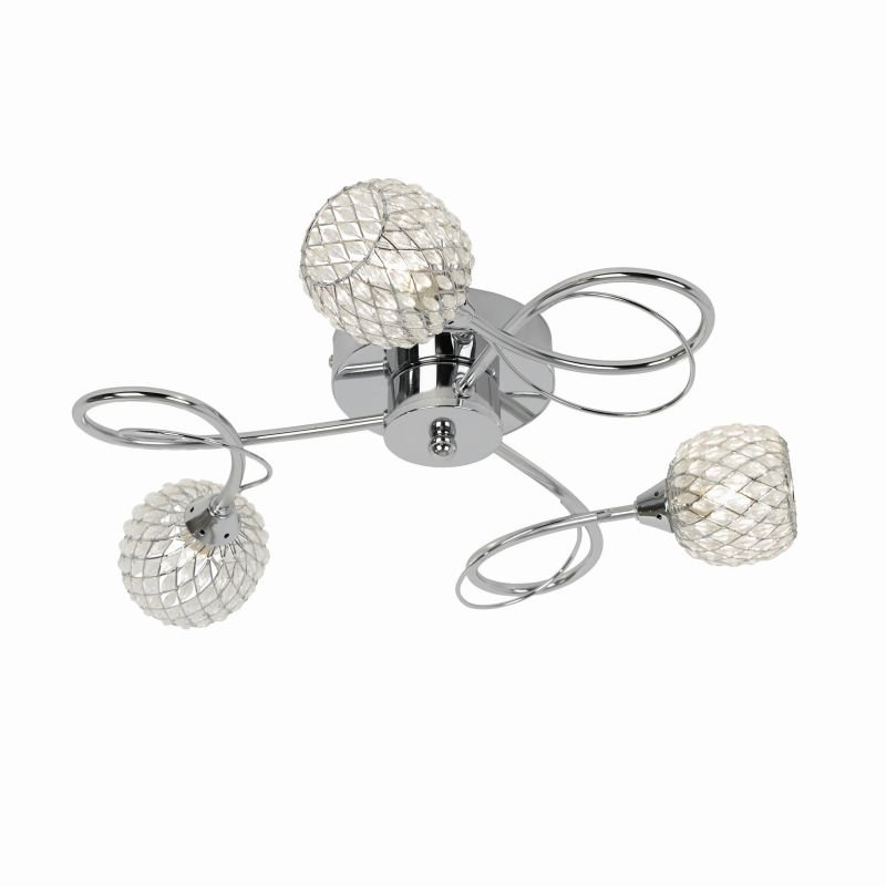 Ceiling Lights - Aherne - Decorative Glass with Chrome 3 Light Centre Fitting Endon-AHERNE-3CH - Aherne - Decorative Glass with Chrome 3 Light Centre Fitting