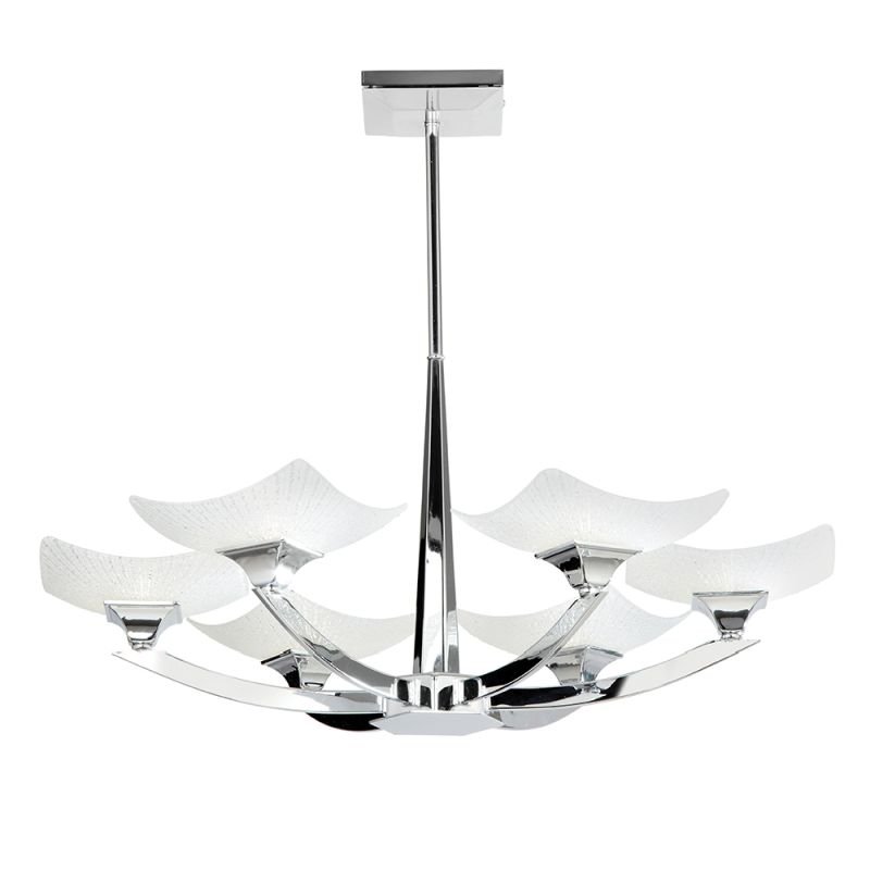 Ceiling Lights - Ayres - Decorative Glass & Chrome 6 Light Semi Flush Endon-AYRES-6CH - Ayres - Decorative Glass & Chrome 6 Light Semi Flush