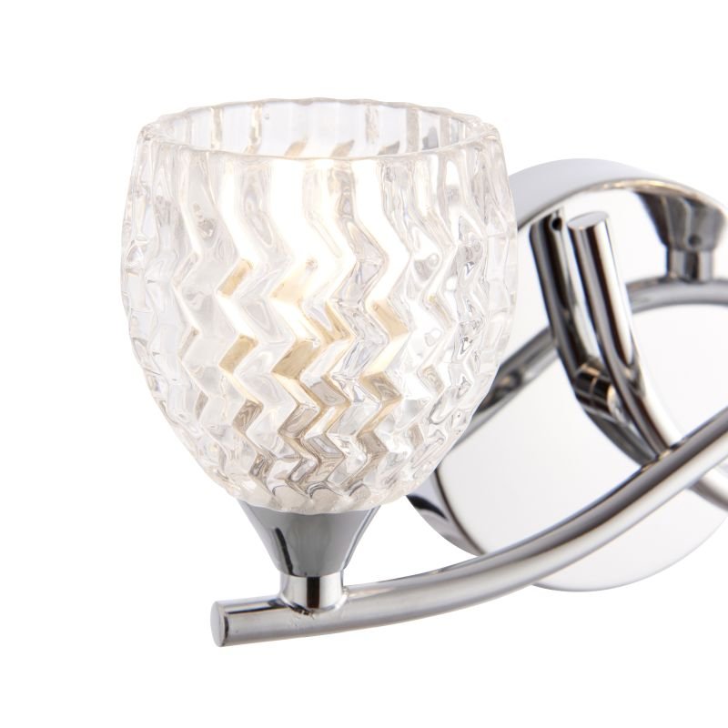 Wall Lights - Boyer - Chrome With Cut Clear Glass Right Twin Wall Lamp Endon-BOYER-2WBCH-R - Boyer - Chrome With Cut Clear Glass Right Twin Wall Lamp
