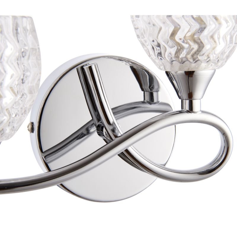 Wall Lights - Boyer - Chrome With Cut Clear Glass Right Twin Wall Lamp Endon-BOYER-2WBCH-R - Boyer - Chrome With Cut Clear Glass Right Twin Wall Lamp