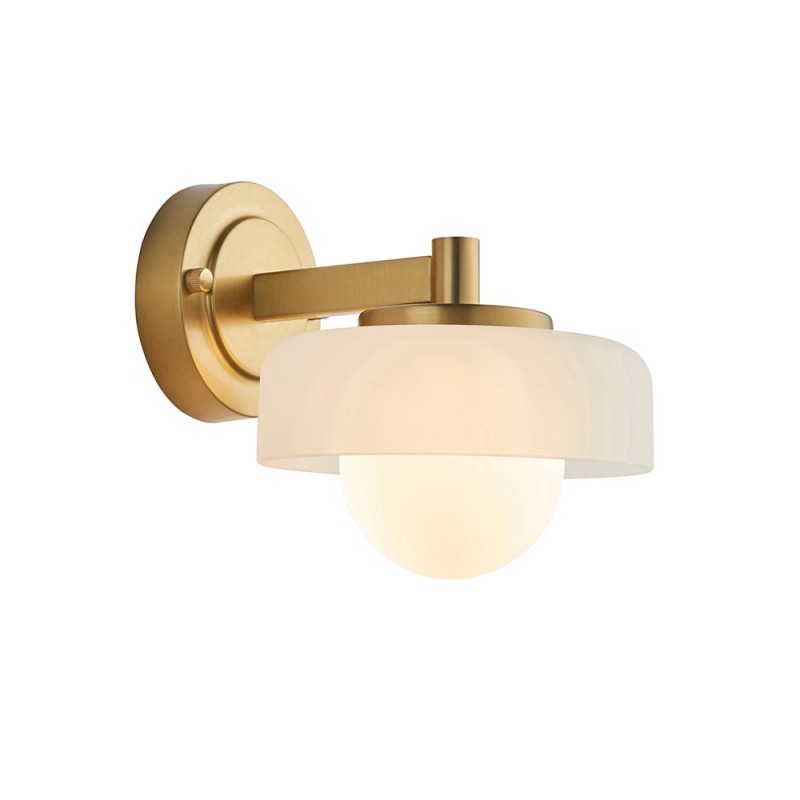 - Boss - Brushed Aged Brass Wall Lamp with Frosted & Opal Glass Endon-120630 - Boss - Brushed Aged Brass Wall Lamp with Frosted & Opal Glass