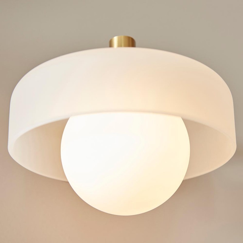 - Boss - Brushed Aged Brass Wall Lamp with Frosted & Opal Glass Endon-120630 - Boss - Brushed Aged Brass Wall Lamp with Frosted & Opal Glass