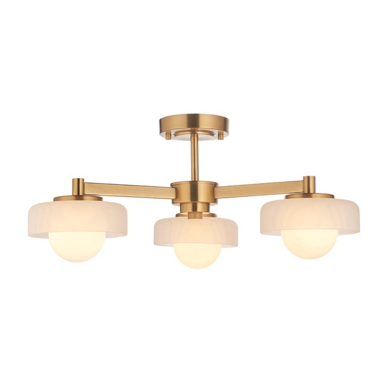 - Boss - Brushed Aged Brass 3 Light Centre Fitting with Frosted & Opal Glass Endon-120631 - Boss - Brushed Aged Brass 3 Light Centre Fitting with Frosted & Opal Glass