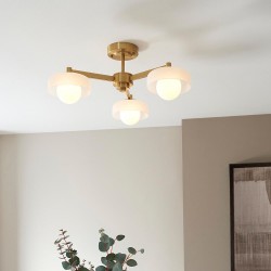 Boss - Brushed Aged Brass 3 Light Centre Fitting with Frosted & Opal Glass Boss - Brushed Aged Brass 3 Light Centre Fitting with Frosted & Opal Glass