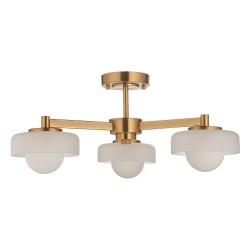 Boss - Brushed Aged Brass 3 Light Centre Fitting with Frosted & Opal Glass Boss - Brushed Aged Brass 3 Light Centre Fitting with Frosted & Opal Glass
