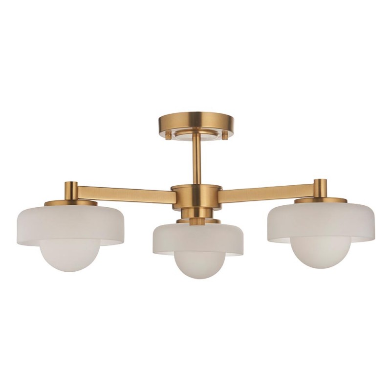 - Boss - Brushed Aged Brass 3 Light Centre Fitting with Frosted & Opal Glass Endon-120631 - Boss - Brushed Aged Brass 3 Light Centre Fitting with Frosted & Opal Glass