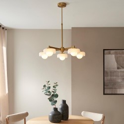 Boss - Brushed Aged Brass 5 Light Centre Fitting with Frosted & Opal Glass Boss - Brushed Aged Brass 5 Light Centre Fitting with Frosted & Opal Glass