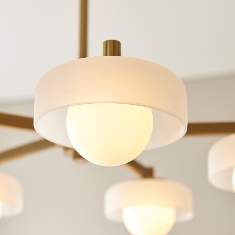 - Boss - Brushed Aged Brass 5 Light Centre Fitting with Frosted & Opal Glass Endon-120632 - Boss - Brushed Aged Brass 5 Light Centre Fitting with Frosted & Opal Glass