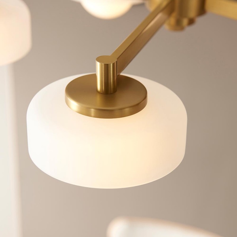 - Boss - Brushed Aged Brass 5 Light Centre Fitting with Frosted & Opal Glass Endon-120632 - Boss - Brushed Aged Brass 5 Light Centre Fitting with Frosted & Opal Glass