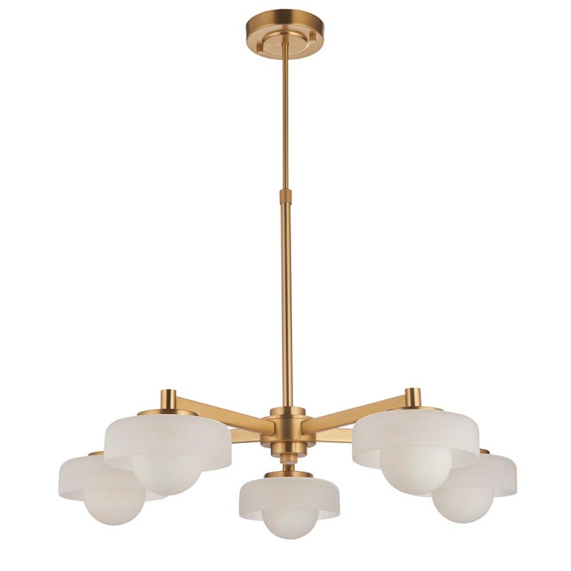 - Boss - Brushed Aged Brass 5 Light Centre Fitting with Frosted & Opal Glass Endon-120632 - Boss - Brushed Aged Brass 5 Light Centre Fitting with Frosted & Opal Glass