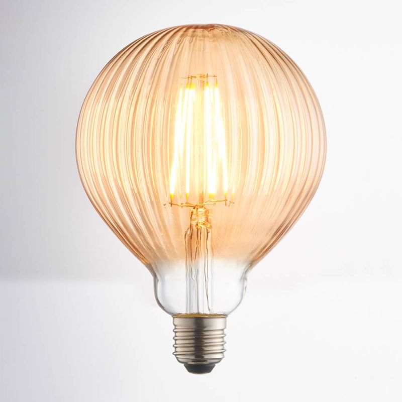 Endon-80179 - Endon - E27 Amber Ribbed Globe Bulb 4W