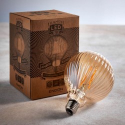 Endon - E27 Amber Ribbed Globe Bulb 4W - 400 lm Endon - E27 Amber Ribbed Globe Bulb 4W - 400 lm