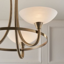 Cagney - Antique Brass 3 Light Centre Fitting with White Glass  Cagney - Antique Brass 3 Light Centre Fitting with White Glass