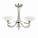 Cagney - Satin Chrome 3 Light Centre Fitting with White Glasses Cagney - Satin Chrome 3 Light Centre Fitting with White Glasses