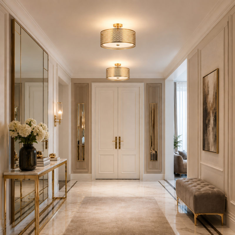 Endon-101568 - Cordero - Gold 3 Light Semi Flush with Frosted Diffuser
