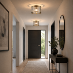 Ridgeton - Antique Brass Flush with Ribbed Glass