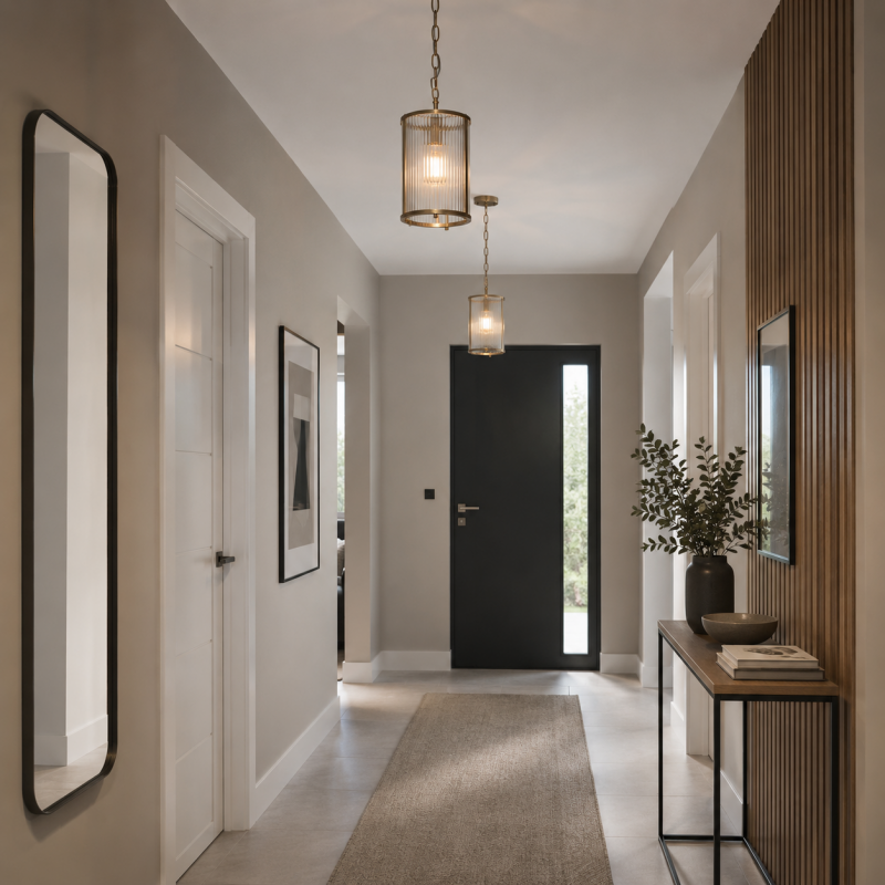 Endon-118595 - Ridgeton - Antique Brass Pendant with Ribbed Glass