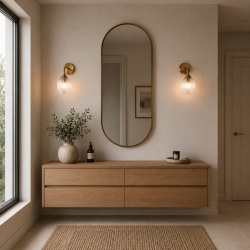 Ashcroft Ribbed - Brushed Aged Brass Wall Lamp with Clear Ribbed Glass