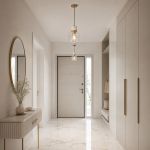 Travi - White Volakas Marble Pendant with Clear Glass
